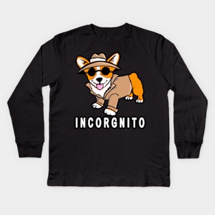 Funny Corgi Dog Incorgnito Kids Long Sleeve T-Shirt